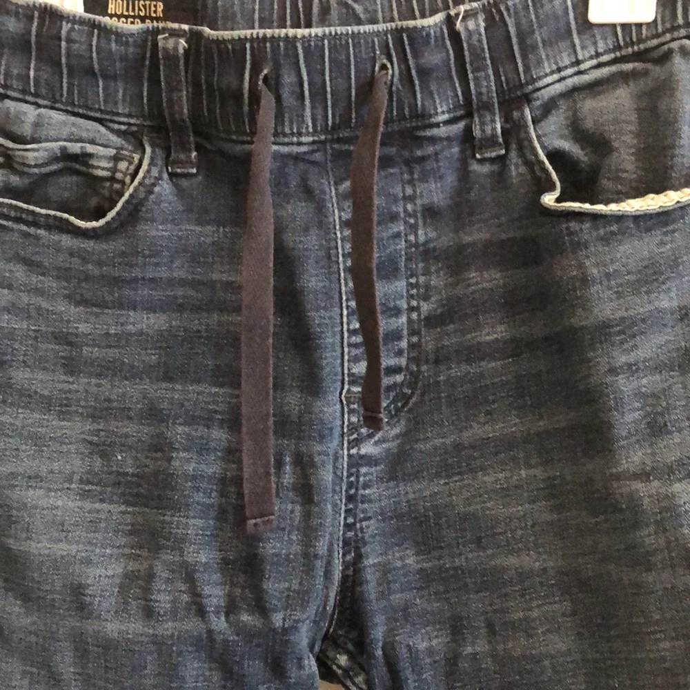 Hollister Men's Denim Jogger Pants Blue Jeans Drawstring Cuffed Size S